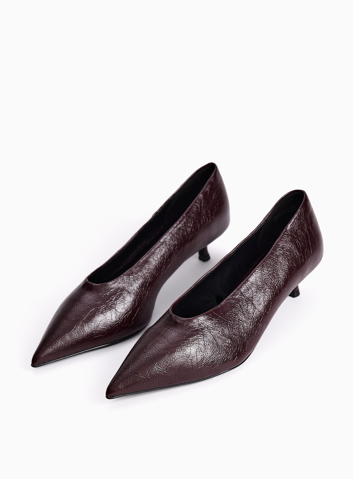 Dark Red Heeled  Pointed Court Shoes 4 - Image 2 thumbnail